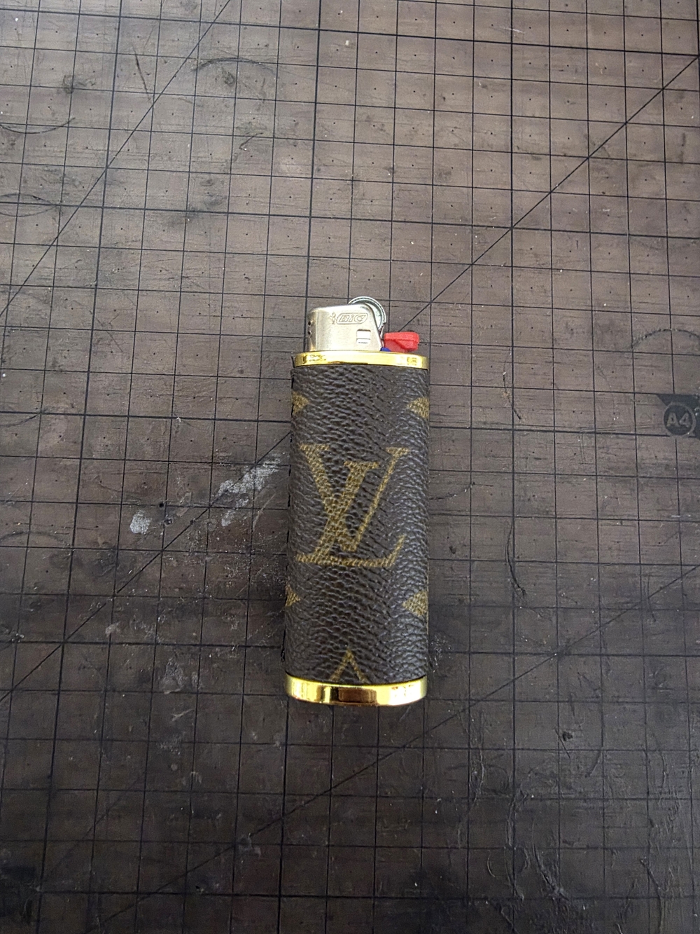 Monogram Lighter Case - Brown/Gold(Lighter Not Included)